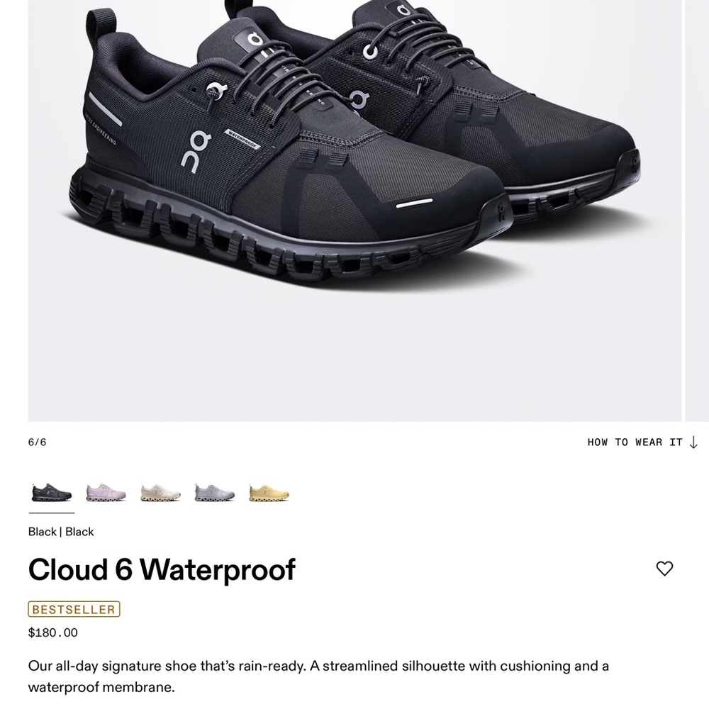 On Running Cloud 6 Waterproof Women’s Shoes - Black and Gray
